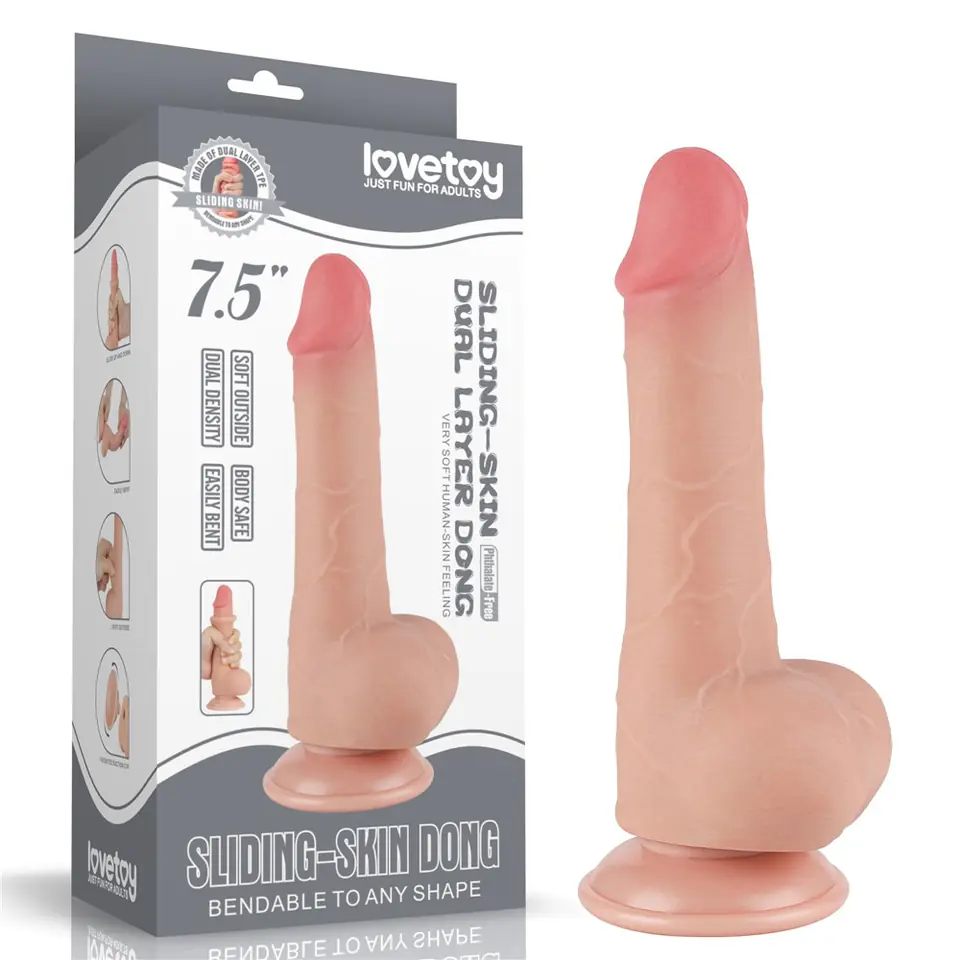 ⁨DILDO 7.5'' SLIDING SKIN DUAL LAYER DONG FLESH⁩ w sklepie Wasserman.eu