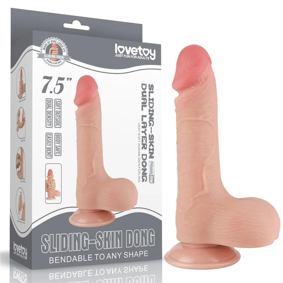 ⁨DILDO 7.5'' SLIDING SKIN DUAL LAYER DONG FLESH⁩ w sklepie Wasserman.eu