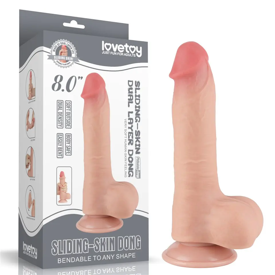 ⁨DILDO 8'' SLIDING SKIN DUAL LAYER DONG FLESH⁩ w sklepie Wasserman.eu