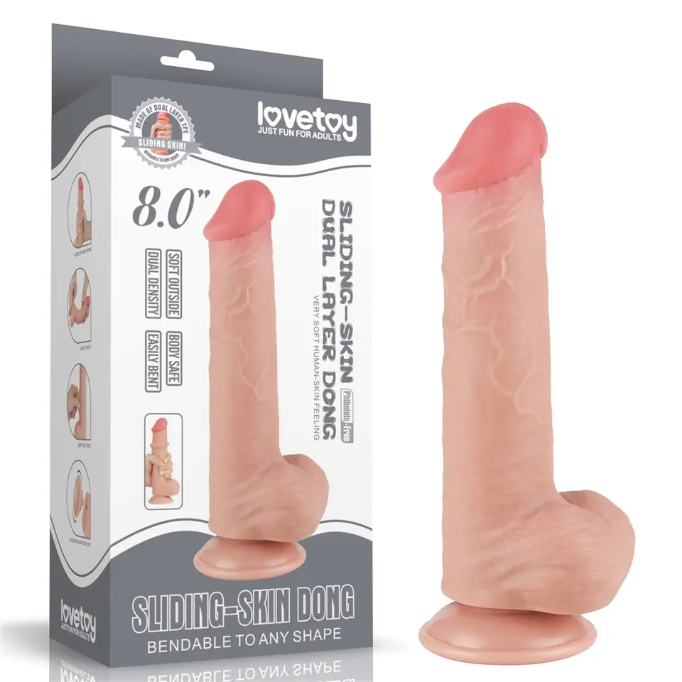 ⁨DILDO 8'' SLIDING SKIN DUAL LAYER DONG FLESH⁩ w sklepie Wasserman.eu