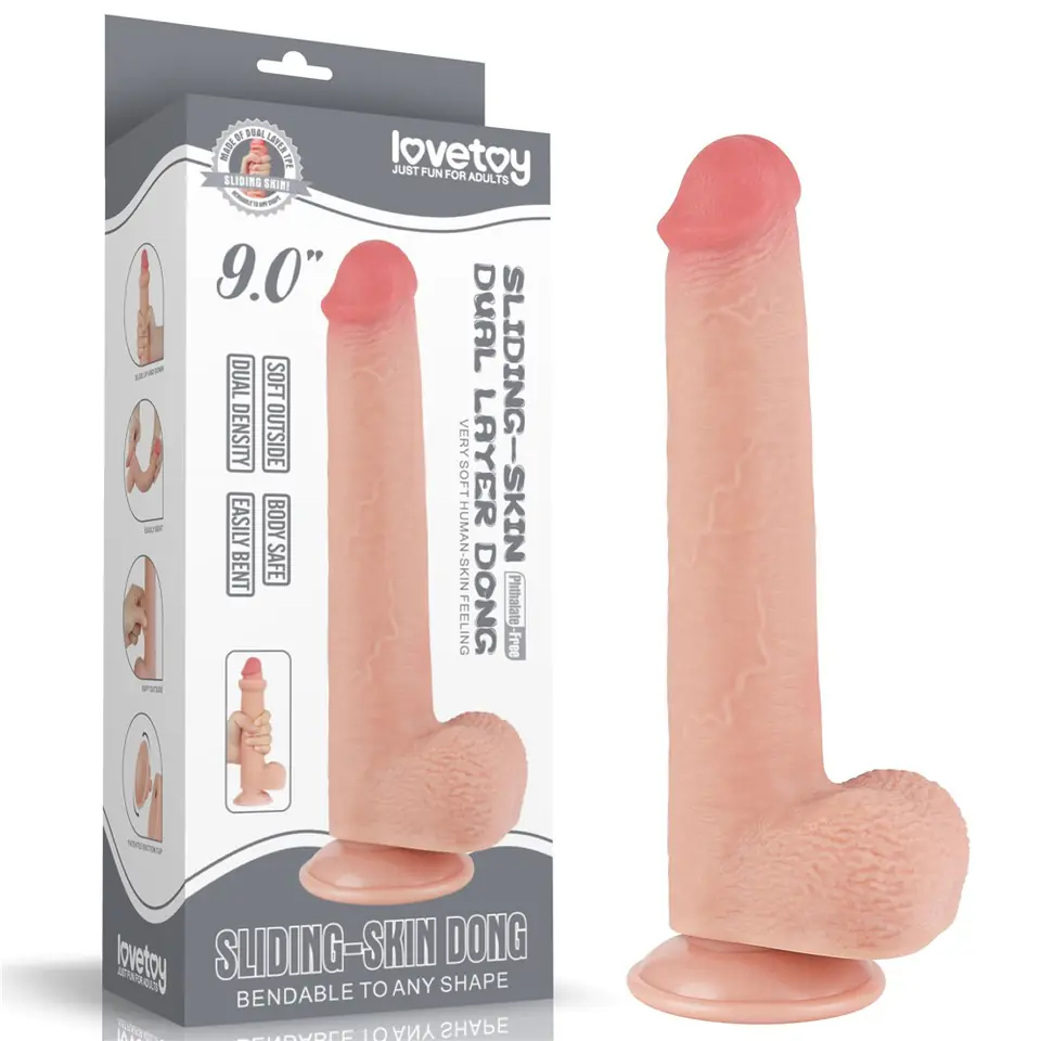 ⁨DILDO 9'' SLIDING SKIN DUAL LAYER DONG FLESH⁩ w sklepie Wasserman.eu