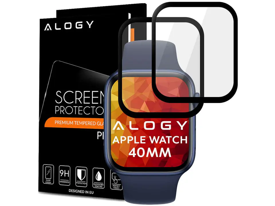 ⁨2x Elastyczne Szkło 3D Alogy do Apple Watch 4/5/6/SE 40mm Black⁩ w sklepie Wasserman.eu