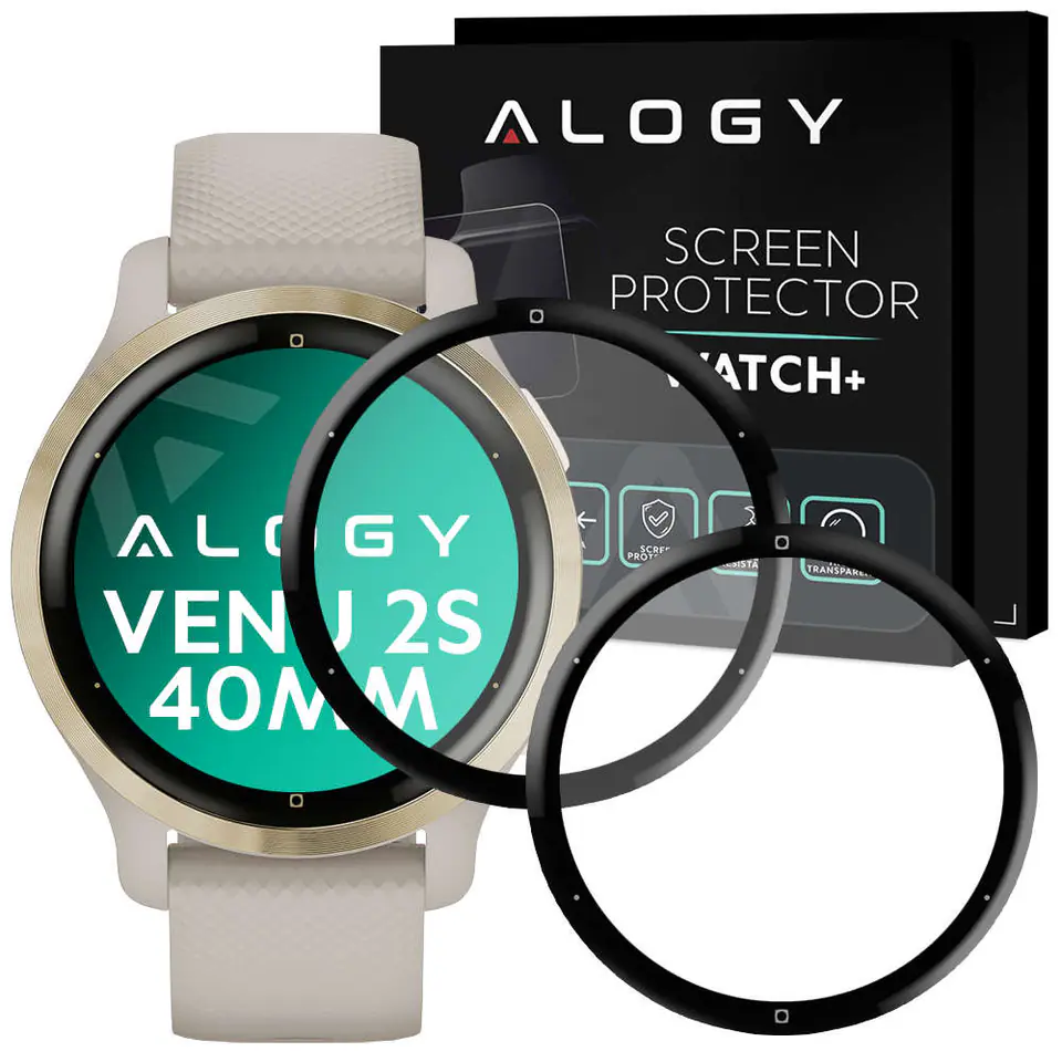 ⁨2x Elastyczne Szkło 3D Alogy do Garmin Venu 2s 40mm Black⁩ w sklepie Wasserman.eu