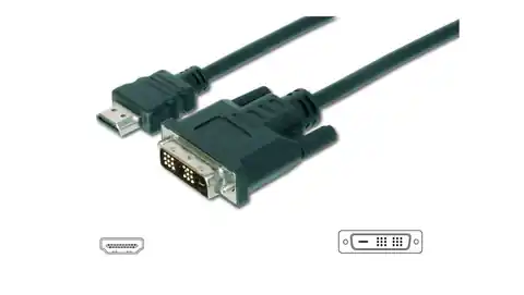 ⁨Kabel adapter HDMI Highspeed 1.3 Typ HDMI A/DVI-D(18+1), M/M czarny 10m AK-330300-100-S⁩ w sklepie Wasserman.eu