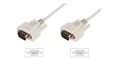 ⁨RS232 connection cable 1:1 Type DSUB9/DSUB9, M/M beige 3m AK-610107-030-E⁩ at Wasserman.eu