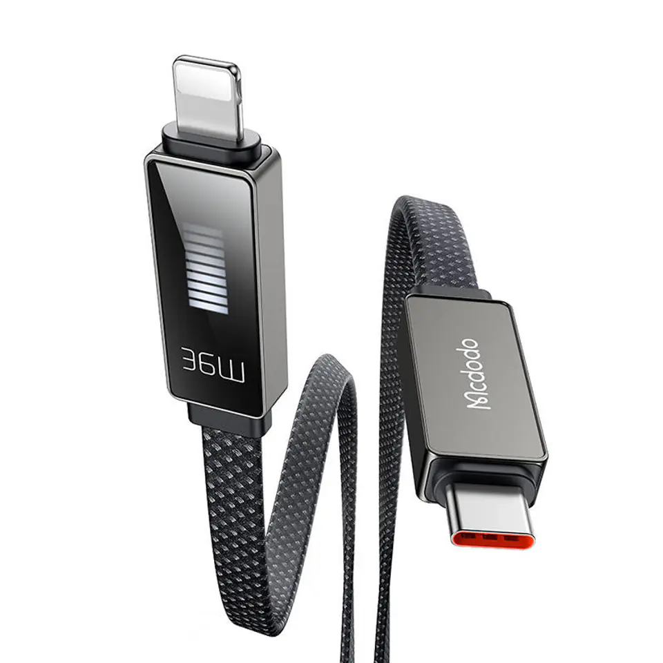 ⁨Kabel Mcdodo CA-4960 USB-C do Lightning z wyświetlaczem 36W 1.2m (czarny)⁩ w sklepie Wasserman.eu