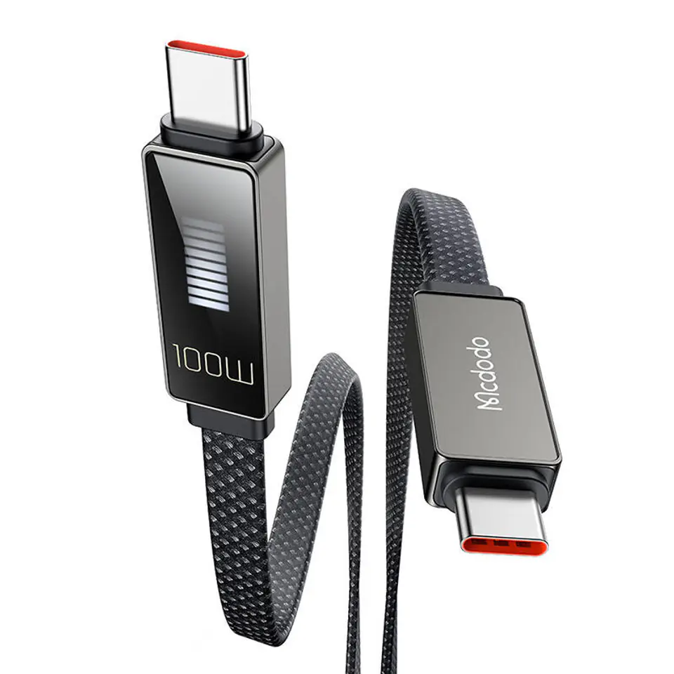 ⁨Kabel Mcdodo CA-4470 USB-C do USB-C z wyświetlaczem 100W 1.2m (czarny)⁩ w sklepie Wasserman.eu