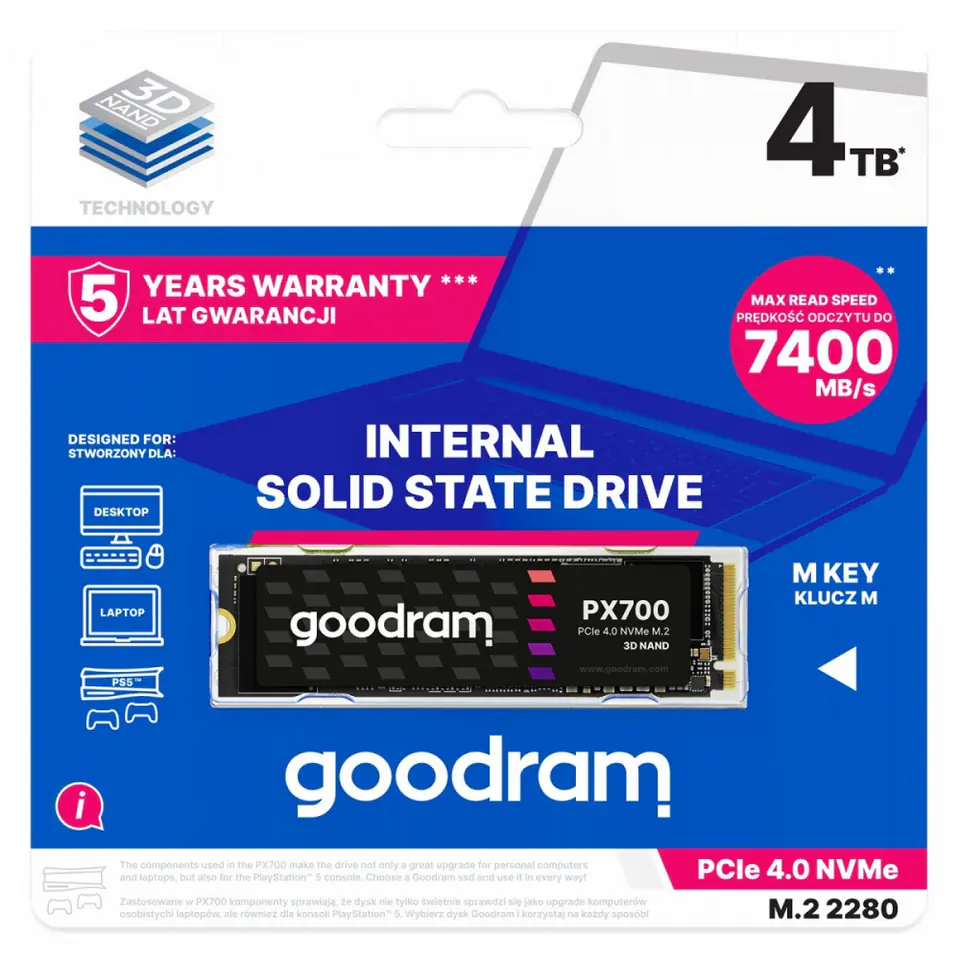 ⁨Dysk SSD GOODRAM M.2 2280″ 4 TB PCI Express 7400MB/s 6500MS/s⁩ w sklepie Wasserman.eu