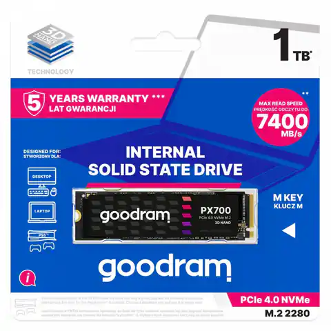 ⁨SSD GOODRAM PX700 M.2 PCIe 4x4 1TB RETAIL⁩ at Wasserman.eu