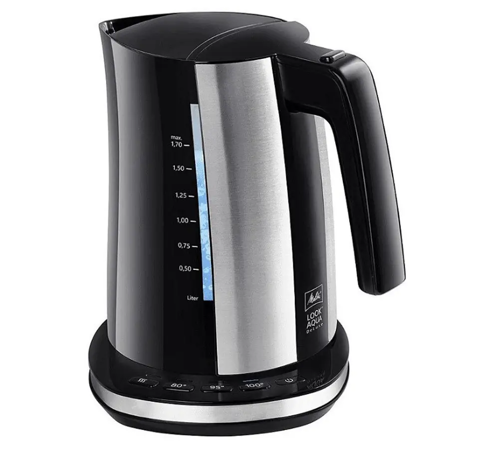 ⁨Melitta LOOK AQUA DELUXE black electric kettle⁩ at Wasserman.eu