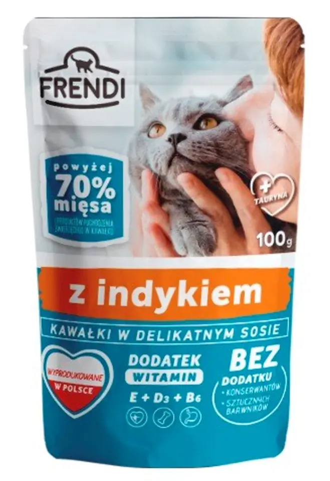 ⁨FRENDI Kawałki w sosie z indykiem - mokra karma dla kota - 100 g⁩ w sklepie Wasserman.eu