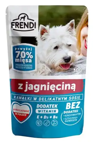 ⁨FRENDI Kawałki w delikatnym sosie z jagnięciną - mokra karma dla psa - 100 g⁩ w sklepie Wasserman.eu