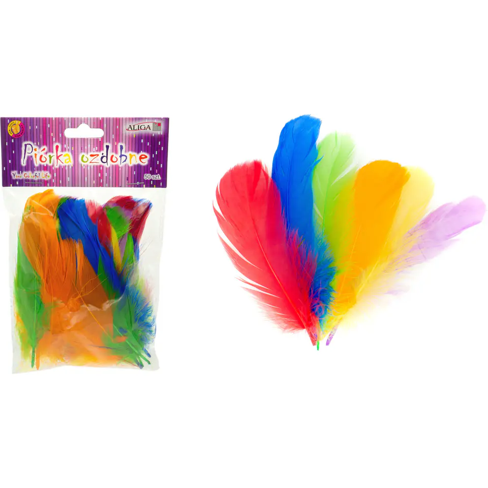 ⁨Piórka 4-8 cm, mix kolorów (50 szt.) P-3295 ALIGA⁩ w sklepie Wasserman.eu