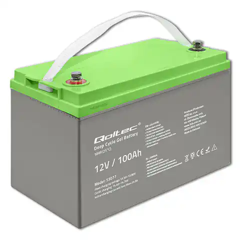 ⁨Qoltec Akumulator żelowy Deep Cycle | 12V | 100Ah | 30.5kg⁩ w sklepie Wasserman.eu