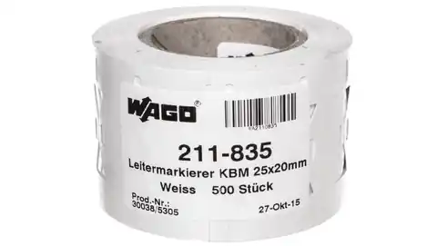 ⁨Oznaczniki na opaskę zaciskową kabla 25x20mm w taśmie 1-rzędowej 500 tabliczek w rolce 211-835⁩ w sklepie Wasserman.eu