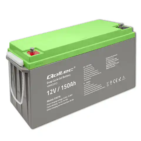 ⁨Qoltec 53078 Deep Cycle Gel battery| 12V | 150Ah | 44.5kg⁩ at Wasserman.eu