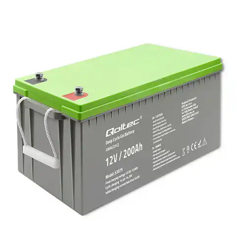 ⁨Qoltec 53079 Deep Cycle Gel battery | 12V | 200Ah | 62.5kg⁩ at Wasserman.eu