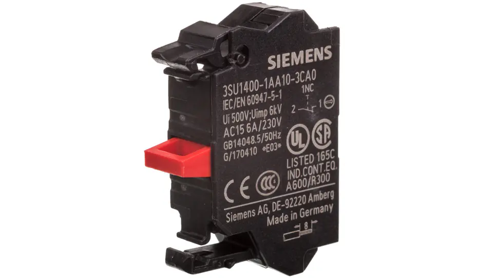 ⁨Contact block 1R front mounting, spring connection Sirius ACT 3SU1400-1AA10-3CA0⁩ at Wasserman.eu