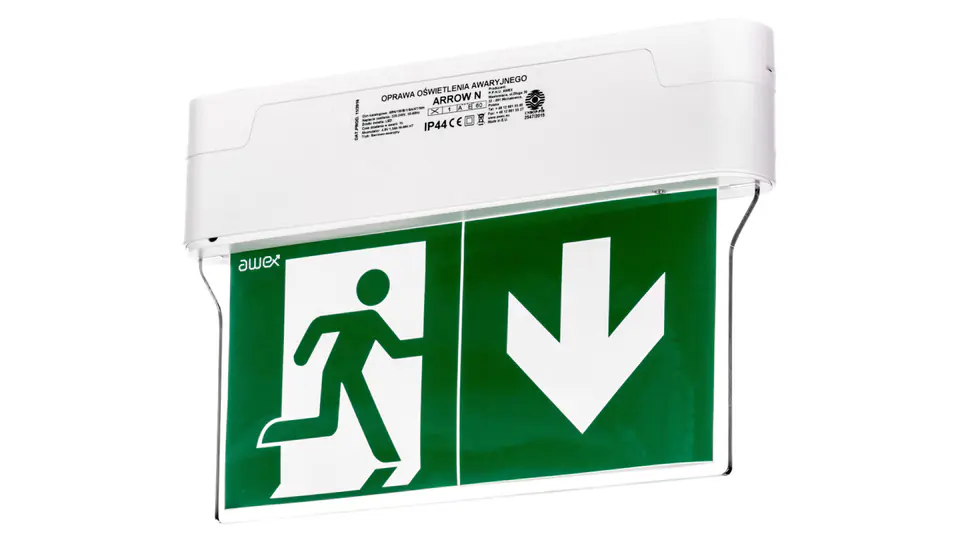 ⁨Emergency luminaire ARROW N 1W 1h two-purpose double-sided with auto test ARN/1W/B/1/SA/AT/WH⁩ at Wasserman.eu