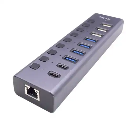 ⁨Hub USB 3.0/USB-C 9 portów LAN + Power Adapter 60W⁩ w sklepie Wasserman.eu