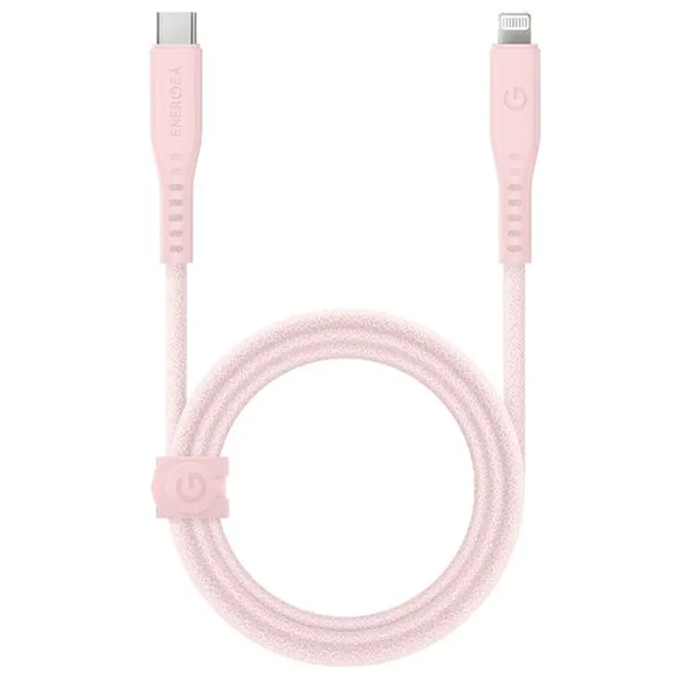 ⁨ENERGEA kabel Flow USB-C - LightningC94 MFI 1.5m różowy/pink 60W 3A PD Fast Charge⁩ w sklepie Wasserman.eu