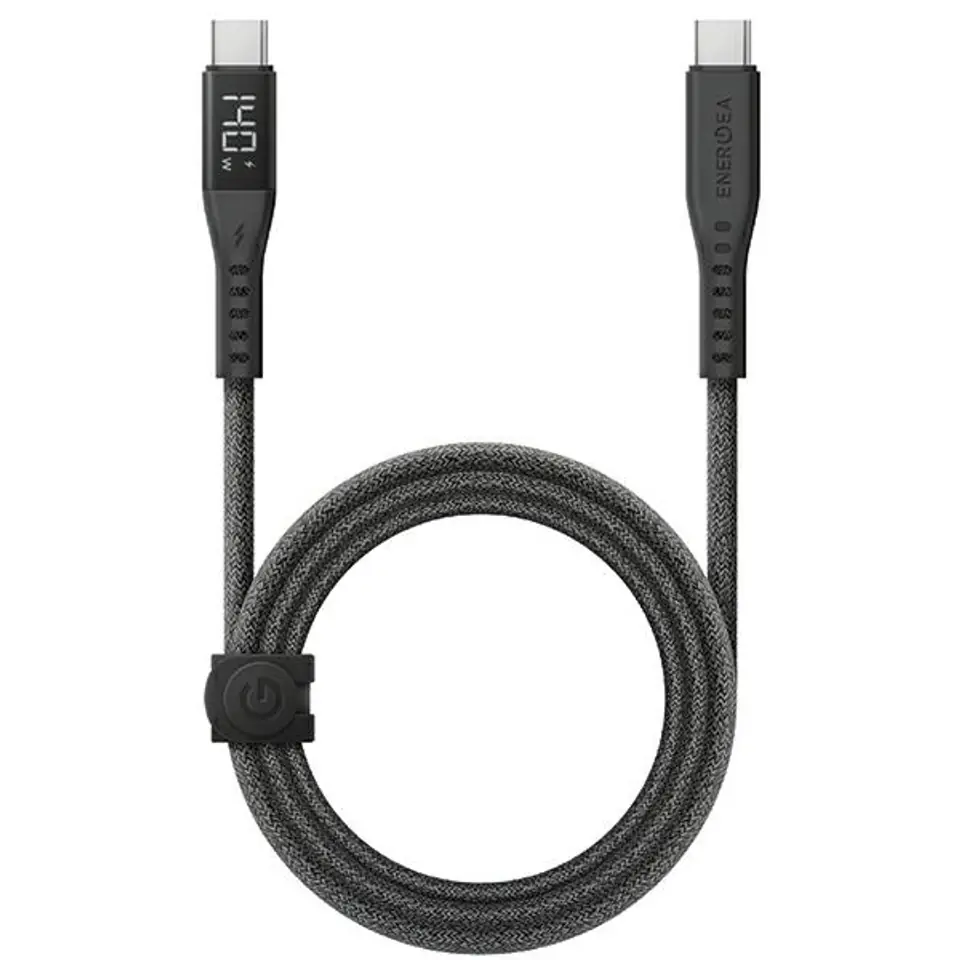⁨ENERGEA kabel Flow USB-C - USB-C Digital Display 1.5m czarny/black 240W 5A PD Fast Charge⁩ w sklepie Wasserman.eu