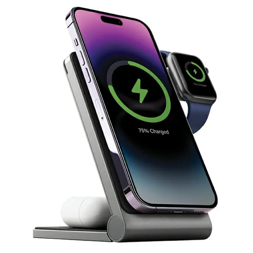 ⁨Energea MagTrio składana ład. indukcyjna 3w1 15W Fast Charging szary/gunmetal MagSafe⁩ w sklepie Wasserman.eu