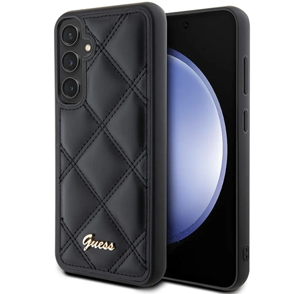 ⁨Guess GUHCS23FEPSQSQSK S23 FE S711 czarny/black hardcase Quilted Metal Logo⁩ w sklepie Wasserman.eu