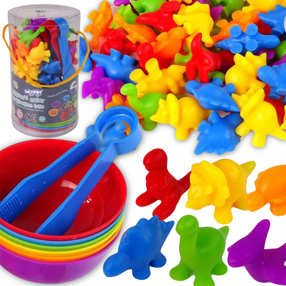 ⁨WOOPIE Gra Edukacyjna Montessori Sorter Kolorów Dinozaury 56 el.⁩ w sklepie Wasserman.eu