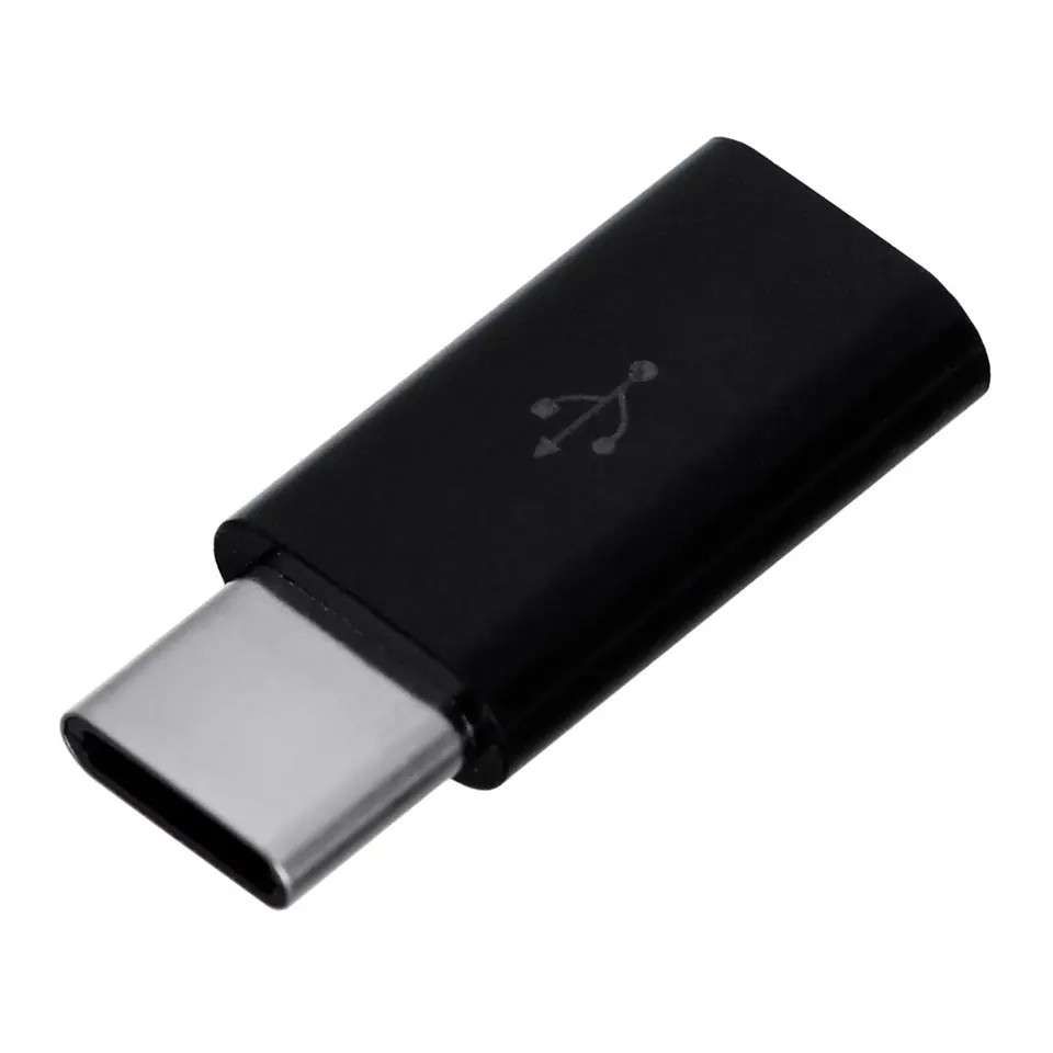 ⁨Adapter SAVIO AK-31/B (Micro USB F - USB typu C M; kolor czarny)⁩ w sklepie Wasserman.eu