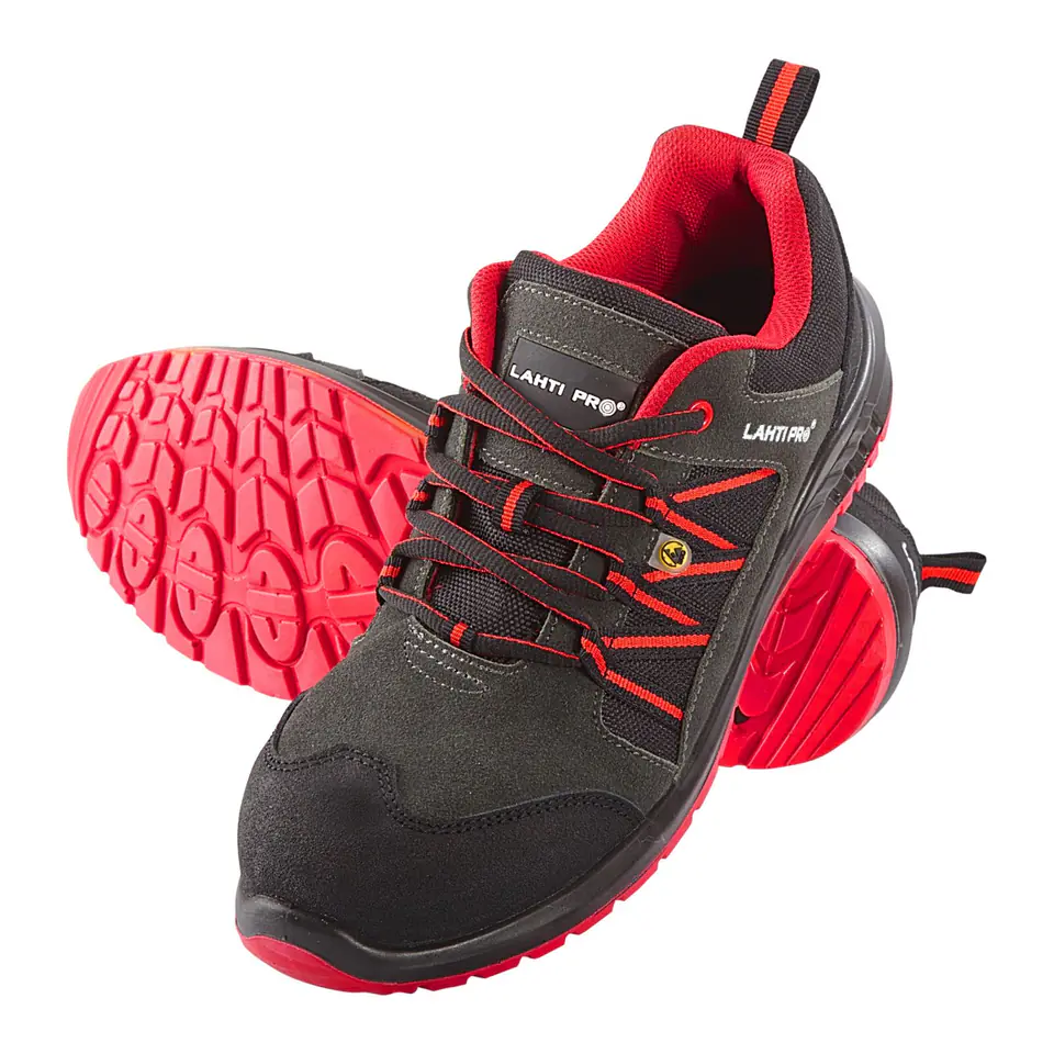 SHOES, ESD, SUEDE/OXFORD, GRAPHITE-RED, S1 SRC,"45",CE,LAHTI at Wasserman.eu