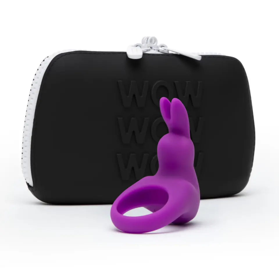 ⁨Happy Rabbit Fioletowy Pierścień Wibrujący USB z Etui Silikonowy⁩ w sklepie Wasserman.eu