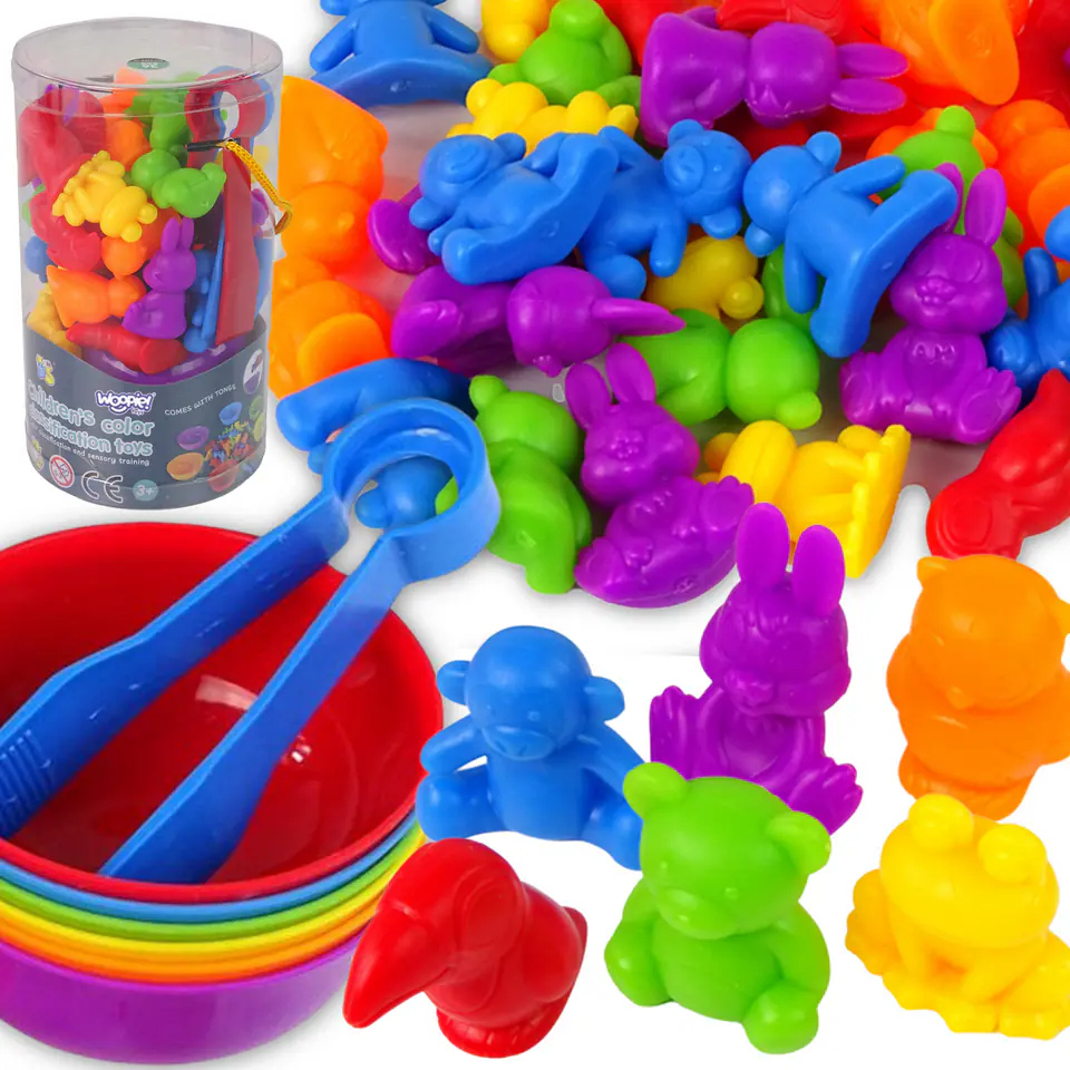 ⁨WOOPIE Gra Edukacyjna Montessori Sorter Kolorów Zwierzęta 44 el.⁩ w sklepie Wasserman.eu
