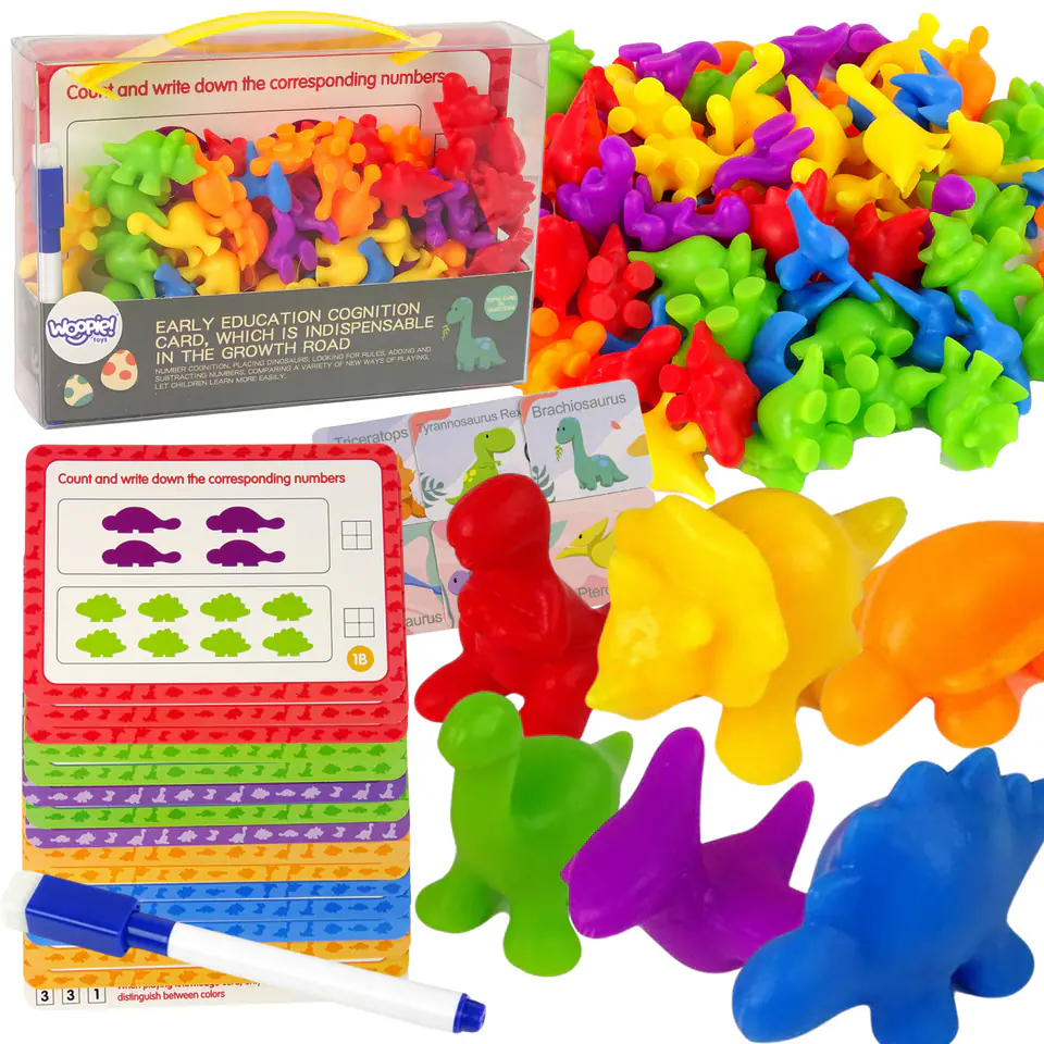 ⁨WOOPIE Zestaw Edukacyjny Nauka Liczenia Montessori Sorter Dinozaury 95 el.⁩ w sklepie Wasserman.eu