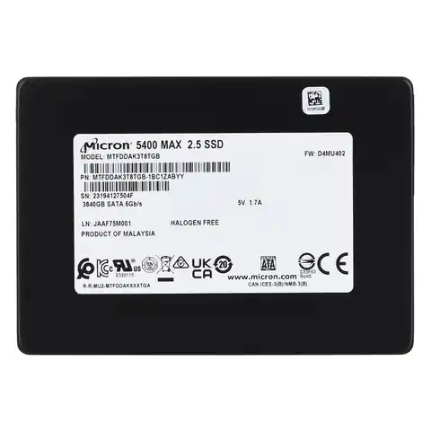 ⁨SSD Micron 5400 MAX 3.84TB SATA 2.5" MTFDDAK3T8TGB-1BC1ZABYYR (DWPD 3.4)⁩ at Wasserman.eu