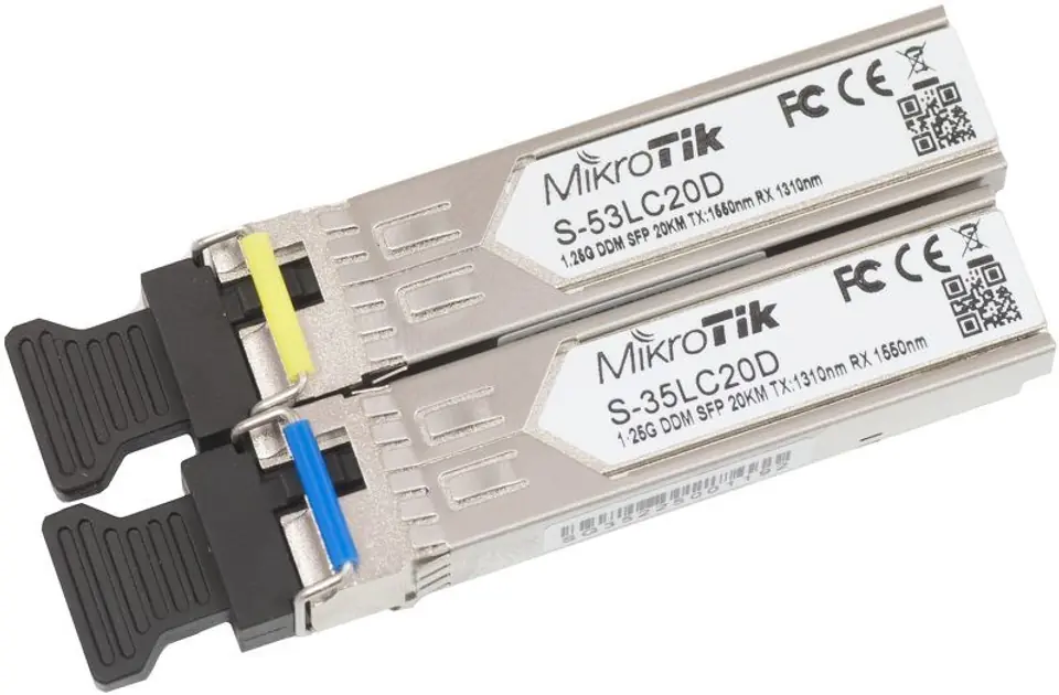 ⁨MikroTik Para modułów SFP S-3553LC20D (S-35LC20D 1.25G SM 20km T1310nm/R1550nm + S-53LC20D 1.25G SM 20km T1550nm/R1310nm)⁩ w sklepie Wasserman.eu