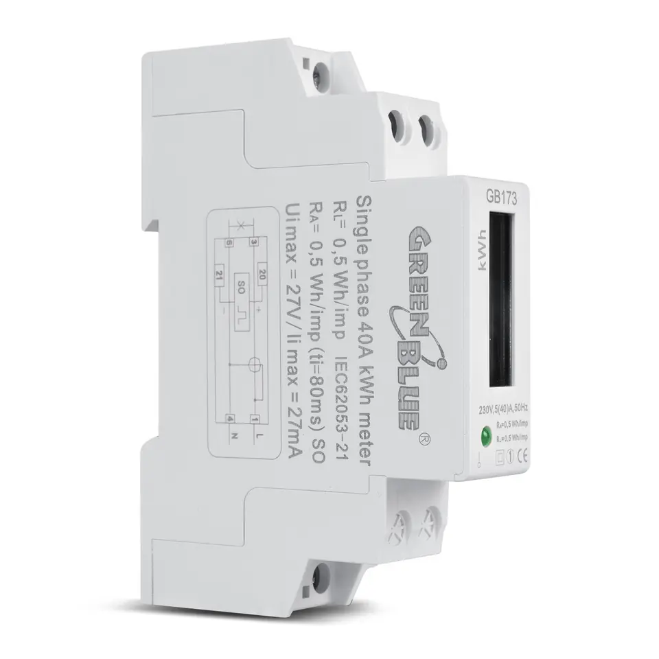 ⁨Energy Meter Watt Rail Meter DIN Rail LCD Display GreenBlue GB173⁩ at Wasserman.eu