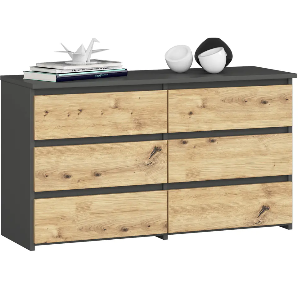 ⁨KOMODA CL100 6SZ PK SZARA / DĄB ARTISAN⁩ w sklepie Wasserman.eu