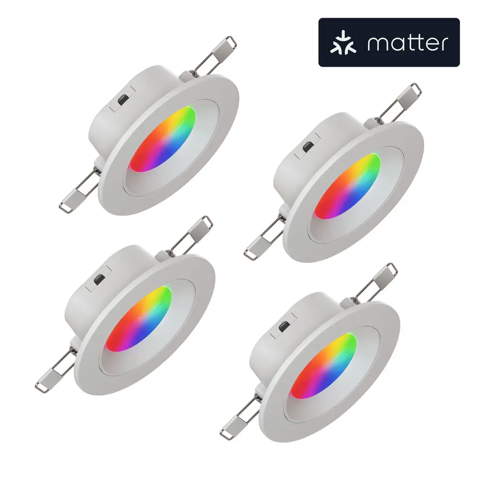 ⁨Nanoleaf Essentials Smart Downlight Matter 6W 450Lm RGBCW, 4pcs pack⁩ at Wasserman.eu