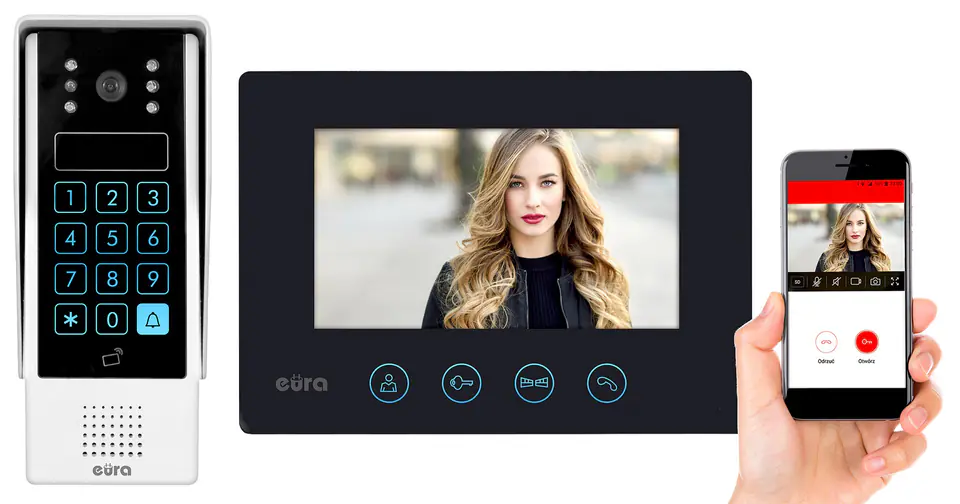 ⁨Video intercom EURA VDP-90A3 DELTA 7” screen LCD TFT 800x480px Silver, Black⁩ at Wasserman.eu