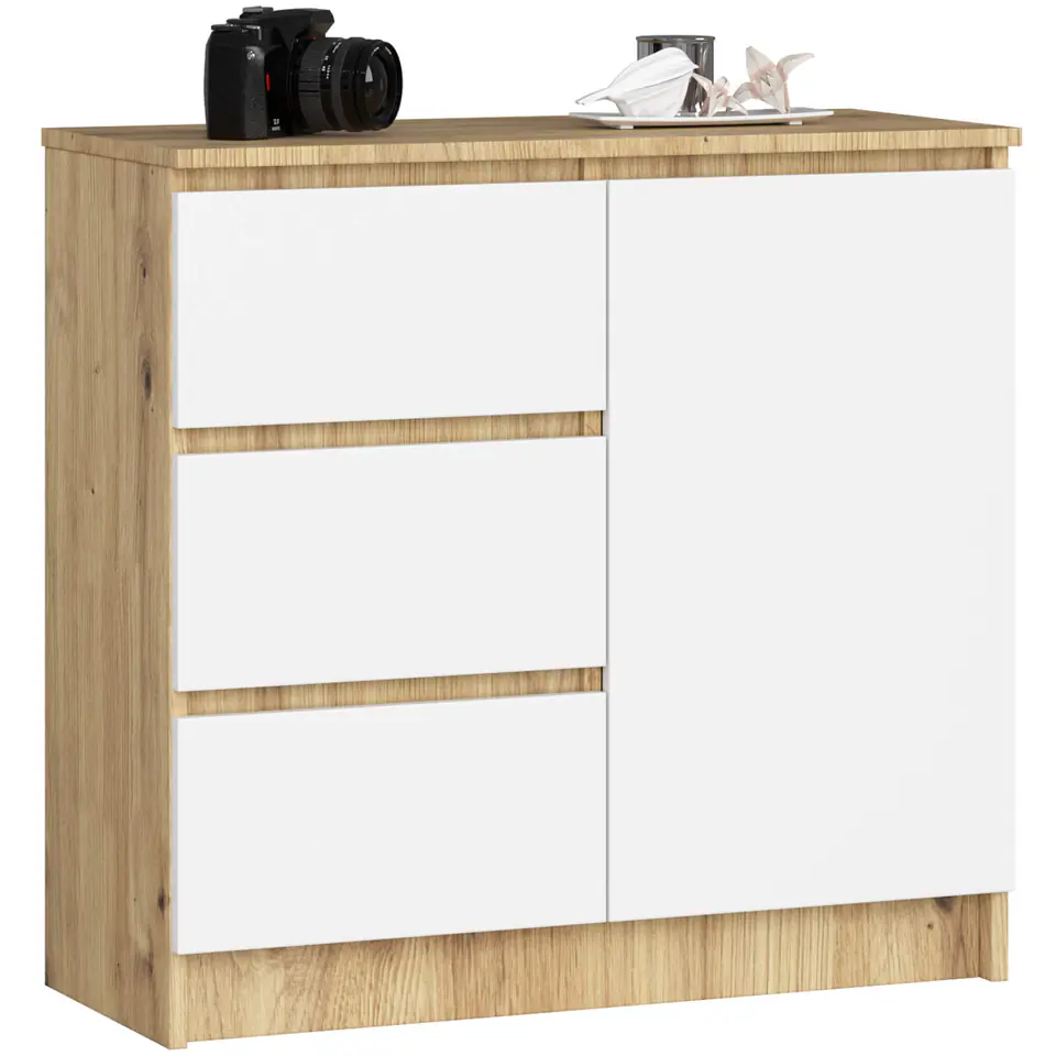 KOMODA K80 JERRY 1D 3SZ PK DĄB ARTISAN / BIAŁA w sklepie Wasserman.eu