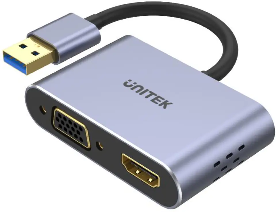 ⁨UNITEK ADAPTER USB-A - HDMI & VGA, FULL HD, M/F⁩ at Wasserman.eu