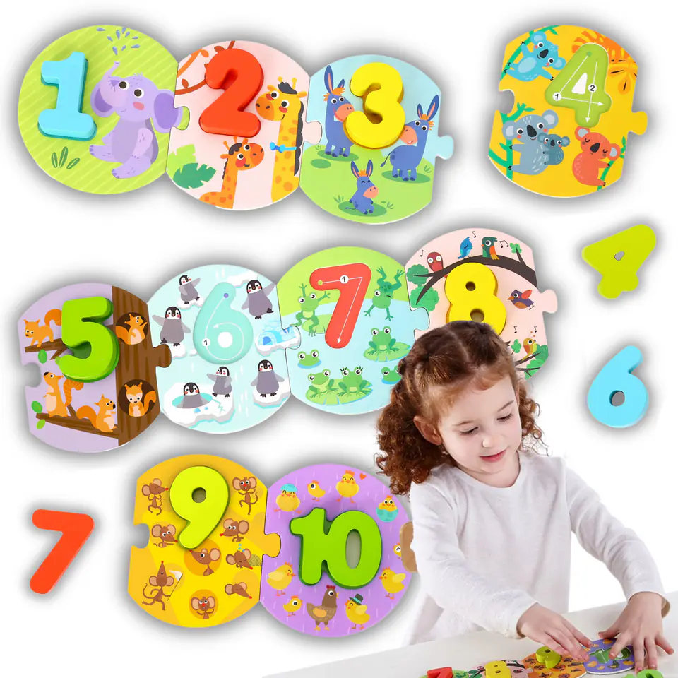 ⁨TOOKY TOY Edukacyjne Puzzle Układanka Montessori Nauka Liczenia⁩ w sklepie Wasserman.eu