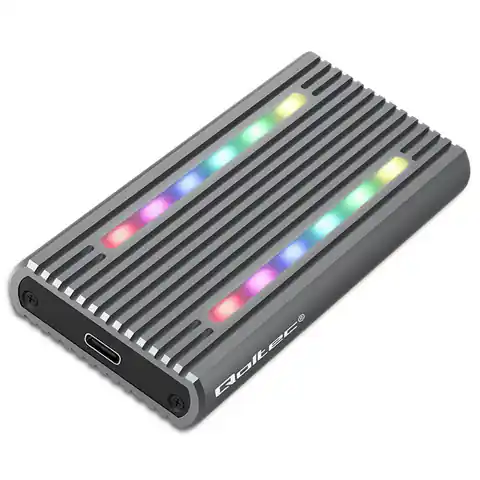 ⁨Qoltec Obudowa | kieszeń na dysk M.2 SSD | SATA | NVMe | RGB LED | USB-C | 4TB⁩ w sklepie Wasserman.eu