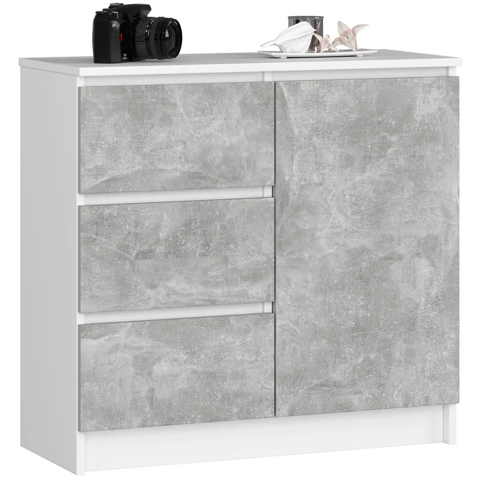 KOMODA K80 JERRY 1D 3SZ PK BIAŁA / BETON w sklepie Wasserman.eu