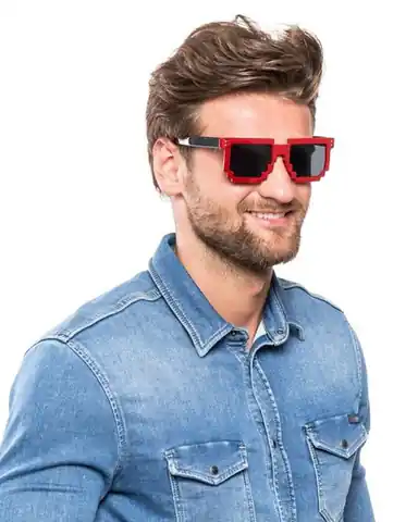 ⁨Pikselowe okulary imprezowe 8 bit pixel - czerwone⁩ w sklepie Wasserman.eu