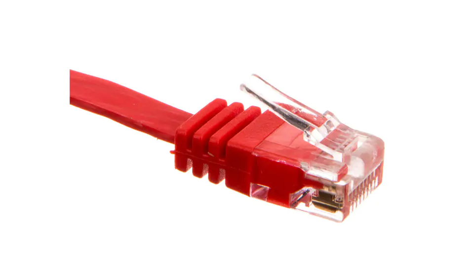 ⁨Kabel krosowy płaski patchcord U/UTP kat.6 czerwony 3m 96418⁩ w sklepie Wasserman.eu