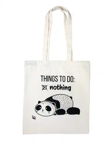 ⁨Torba bawełniana - Panda "Nic dzisiaj nie robię"⁩ w sklepie Wasserman.eu