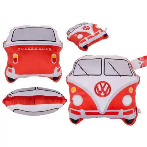 ⁨Poduszka dekoracyjna czerwona - Volkswagen Ogórek VW T1 Mini-van⁩ w sklepie Wasserman.eu