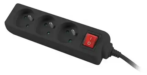 ⁨Power strip 3m, black, 3 sockets, with switch, cable made of solid copper⁩ at Wasserman.eu